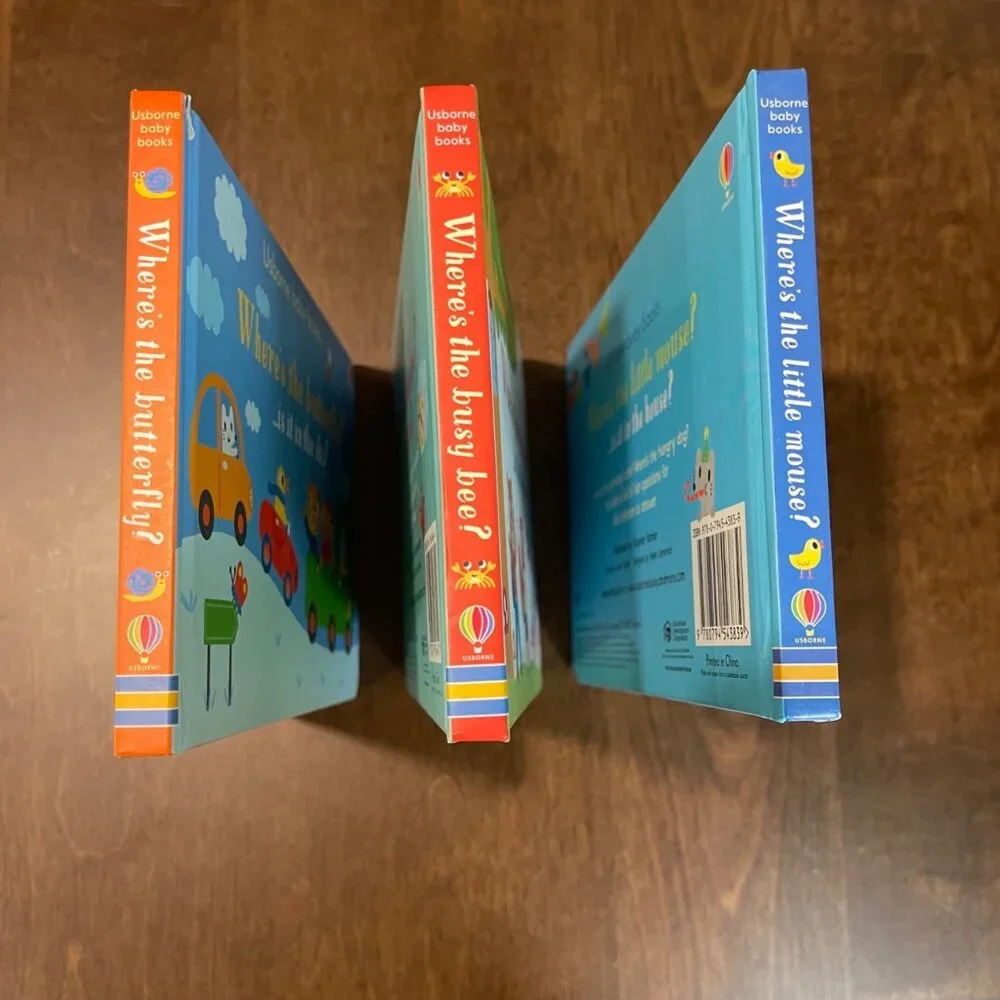 Usborne Baby Books Where's The‎ Series Includes: Butterfly Little Mouse Busy Bee